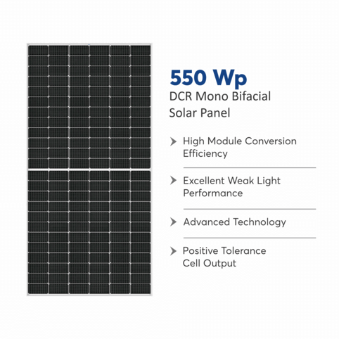 550 Wp DCR Mono Bifacial Solar Panel